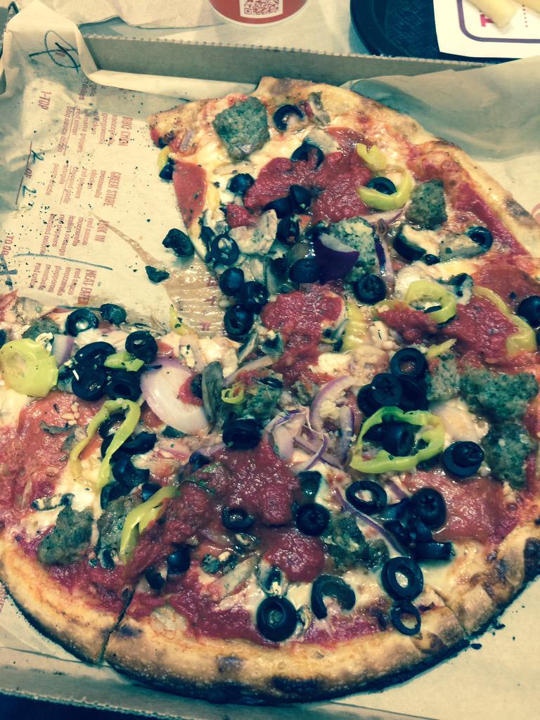 johnmoody365's tweet photo. One of my favorites: @BlazePizza Meat Lovers, then pile on veggies, then a few red sauce dollops. @Restaurant_365 http://t.co/a4etevu6qF