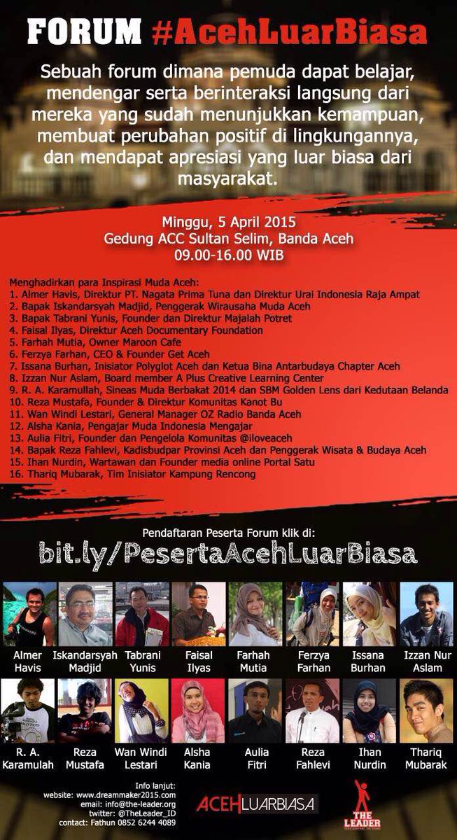 RencongID's tweet photo. saleum, jangan lupa besok mampir di acara Forum Aceh Luar Biasa dalam @DreamMaker_ID by @TheLeader_ID http://t.co/KpTszL2nuv