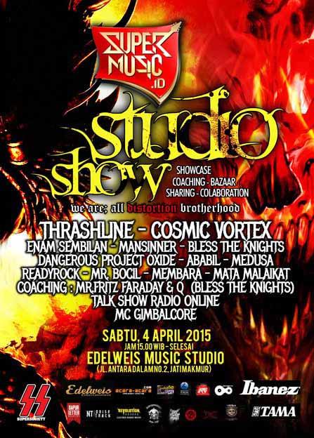 Tonight! StudioShow at <a href="/Edelweis_Ent/">Edelweis Ent</a> with perform <a href="/Thrashline/">Thrashline</a> <a href="/CosmicVortex_GC/">Cosmic Vortex</a> etc. Lets join to the moshpit dudes!