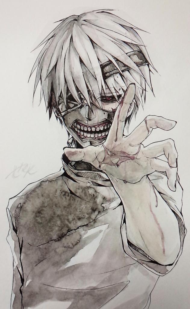 おはよう そして喰種の白カネキさんを置いてゆく のイラスト