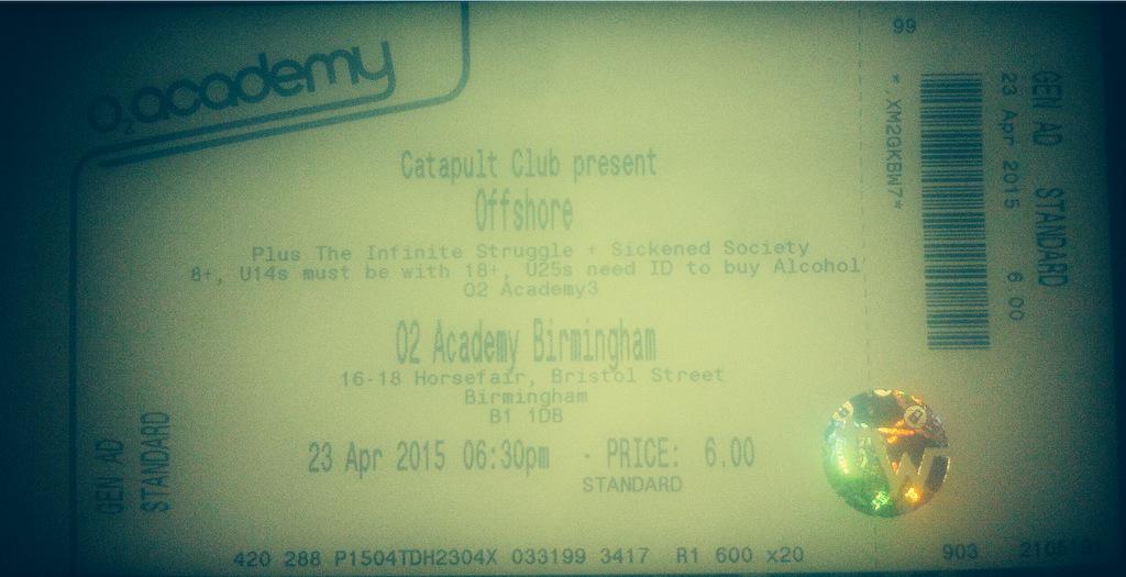 offshorebanduk's tweet photo. Tickets for our headline show at O2 academy 3 have arrived! Message us if you're interested! http://t.co/WZNQOqmigE