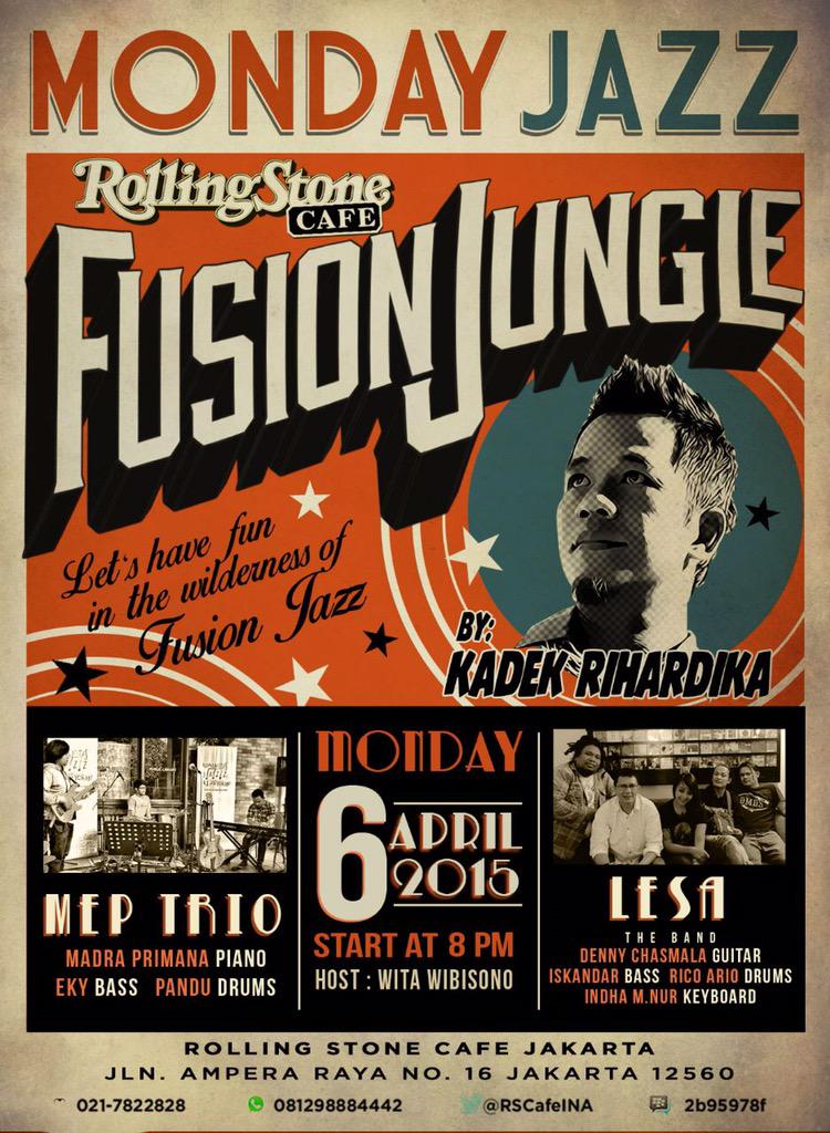 TOMORROW! Monday Jazz  <a href="/thefusionjungle/">Fusion Jungle</a> by <a href="/kadekrihardika/">Kadek Rihardika</a> w/ <a href="/MEPtrio/">MEPtrio</a> at @RSCafeINA Kemang