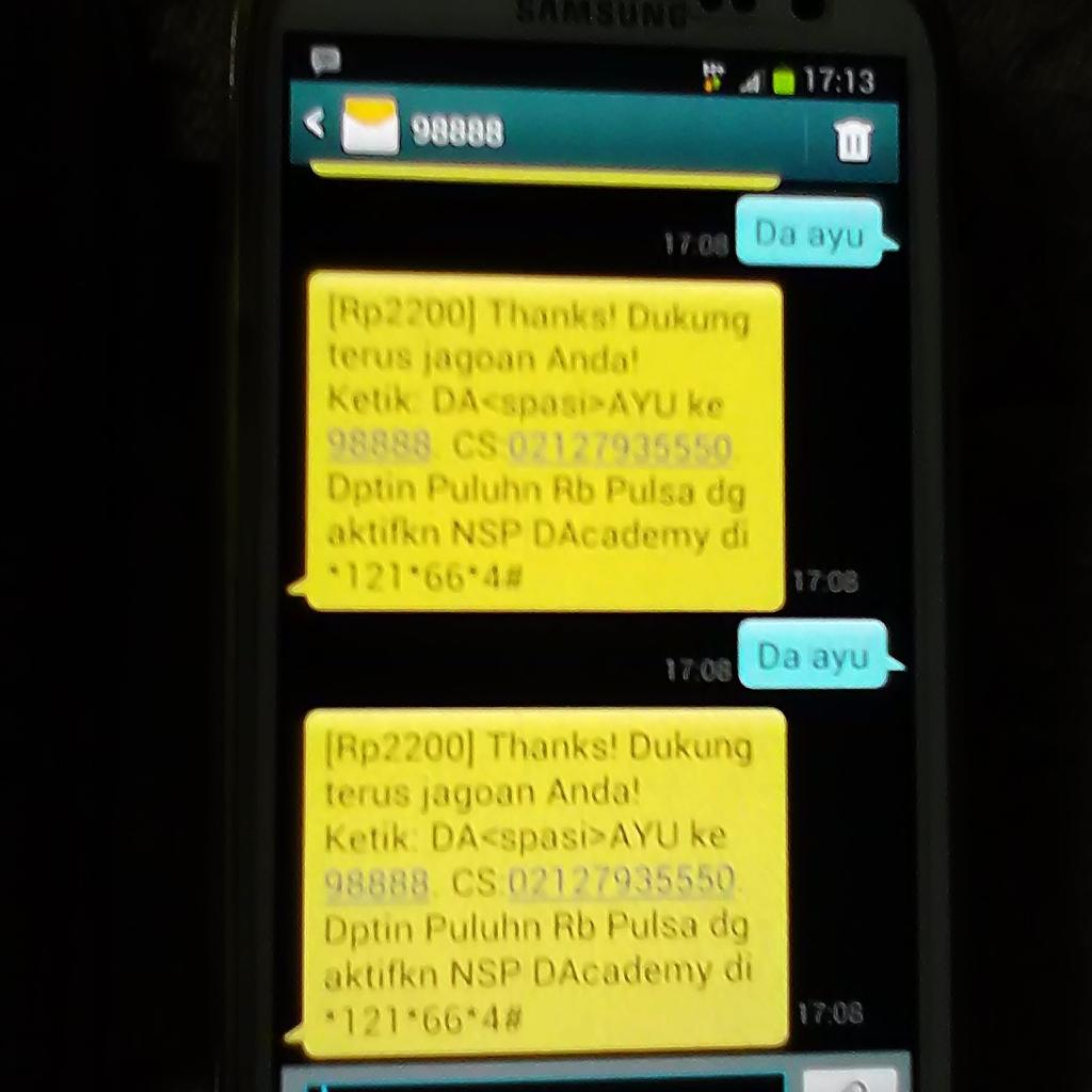 9d508137ae2649a's tweet photo. Da2 ayu,, yg sabar ea,, hrs semangat, ,,
Aku dukung qm,, ayu cirebon http://t.co/Dbnnojxurl