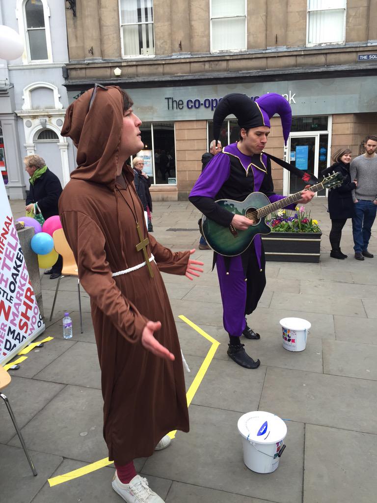 BBCIntroShrop's tweet photo. Amazing! A rapping Monk and a Jester! It's @TheIdleStatues at @TheBusk @bbcintroducing http://t.co/rjB7fWeOad
