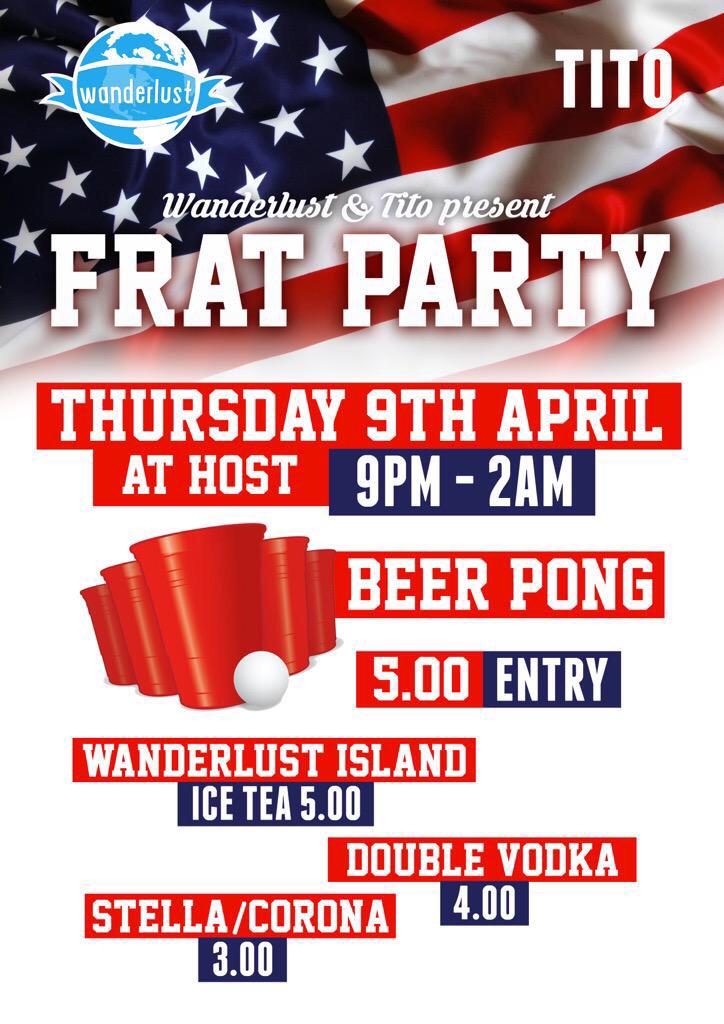 wanderlustpromo's tweet photo. BOOM! FRAT PARTY THIS THURSDAY! #beerpong #wanderlusthost #tito http://t.co/nd3uJ4eKq6