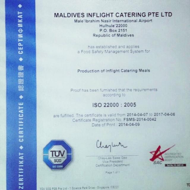 MaldiveInflight's tweet photo. ISO 22000 #accredited #food #foodie #airline #aero #MaldivesInflightCatering #maldives http://t.co/WMwxflaEPz