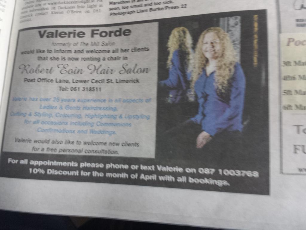 Bizarre, I've never seen an #ad for someone renting a chair in a salon @limerickpost #valerieforde #HairSalon
