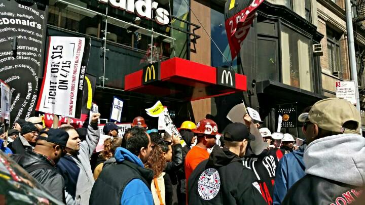 NycStormChaser's tweet photo. Everyone is out of #McDonalds #fightfor15 #local75 http://t.co/9Py7IFk9dD