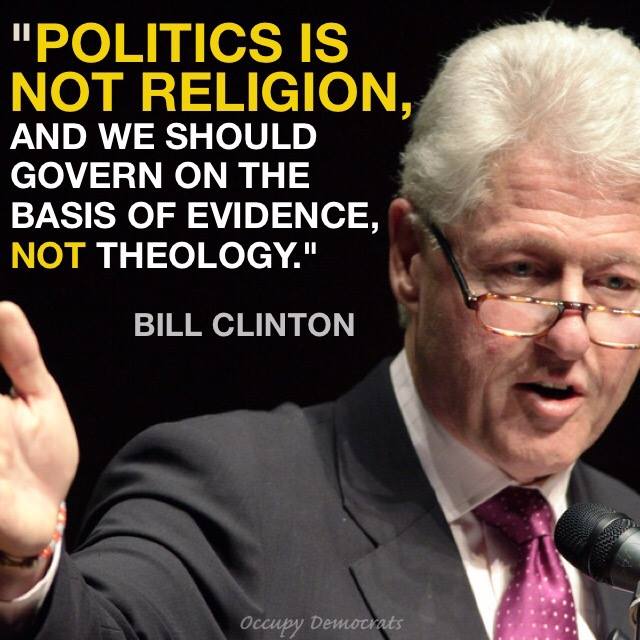Bipartisanism's tweet photo. Bill Clinton has a message for republicans: Get your religion out of politics. #UniteBlue http://t.co/Ug4m6T9XDc