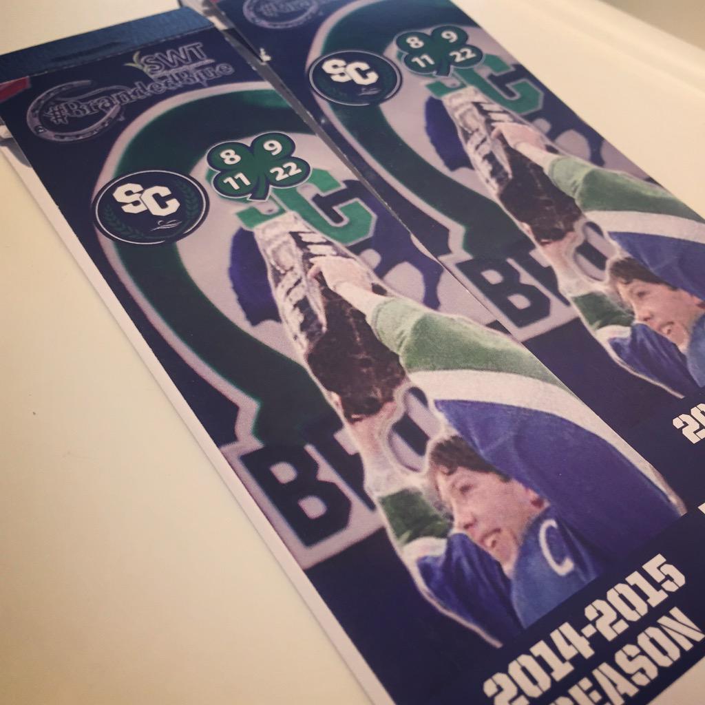 emjayreno's tweet photo. the season ticket books emptied, playoffs done, that wraps up hockey for the year. Thanks @scbroncos, it was fun! http://t.co/WRlvSPEHiB