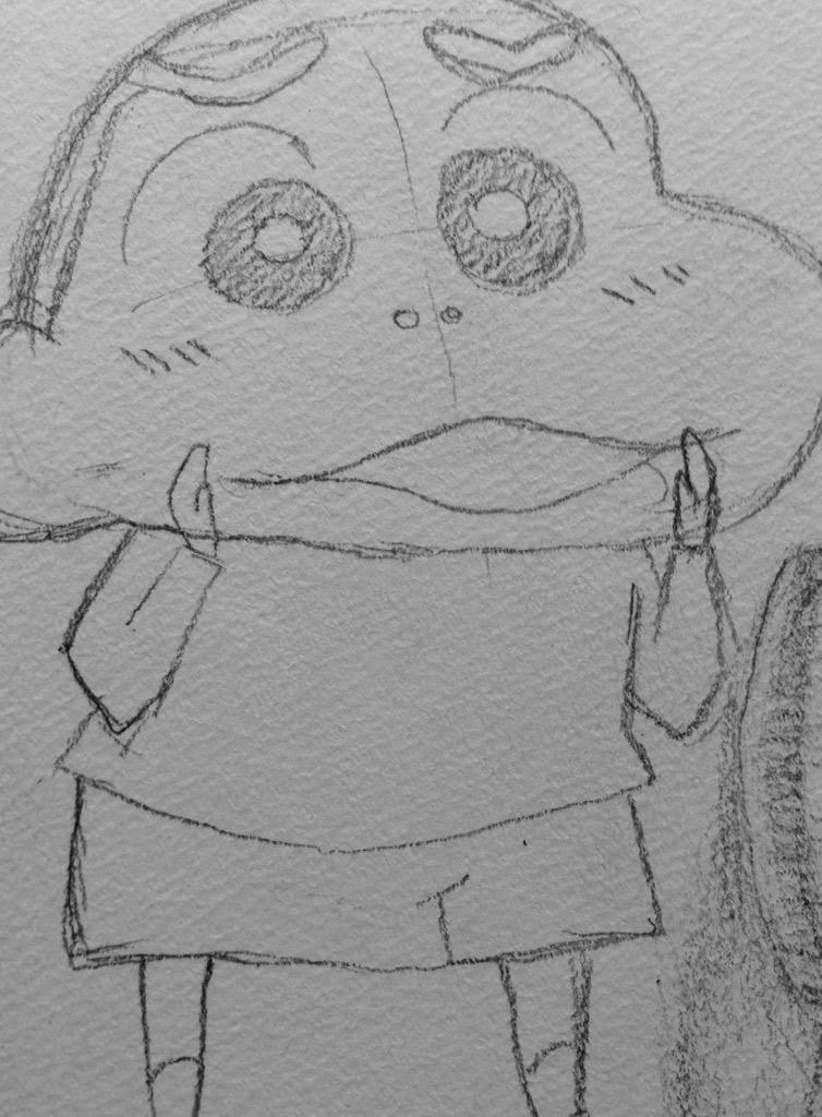 落書き…しんちゃんの変顔? 