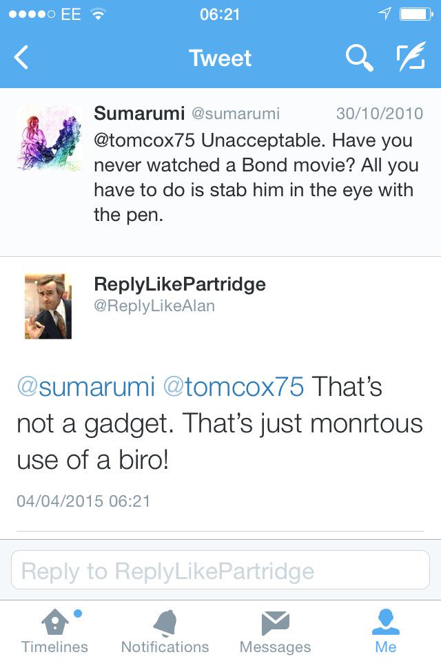 #ReplyLikePartridge