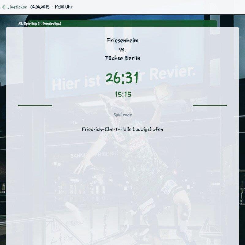 MrsHandball's tweet photo. @DKBHBL Das war's 😌 @TSGFriesenheim vs.@FuechseBerlin 26:31 😜 #Auswärtssieg &amp; #2Punkte http://t.co/hAxNwOkPWP