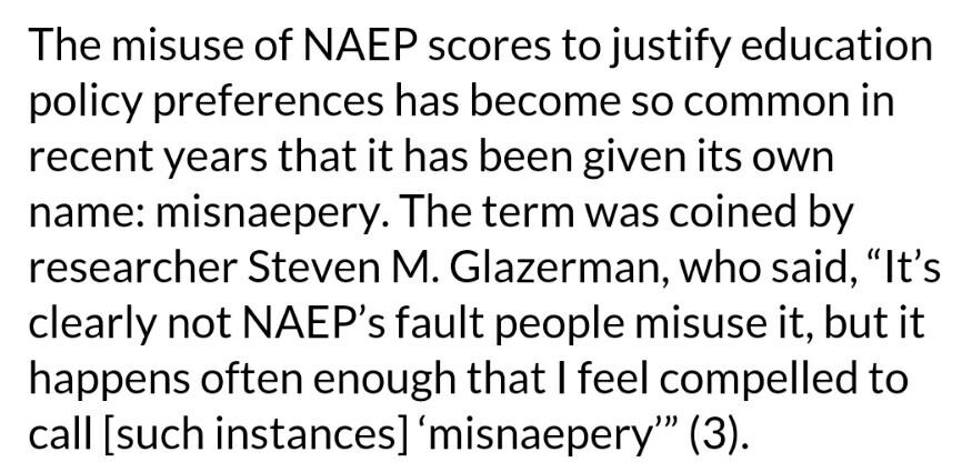 ChrisThinnes's tweet photo. mis-NAEP-er-y (n.) ->

(see @JohnKuhnTX > Glazerman, http://t.co/RQVGZSi2Y5) http://t.co/xyxGDMEy2m