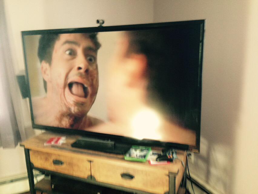 goldblumthecat's tweet photo. Celebrating @RobertDowneyJr 's birthday with the BEST movie he has ever made....... #twogirlsoneguy http://t.co/w21PqcRIY3