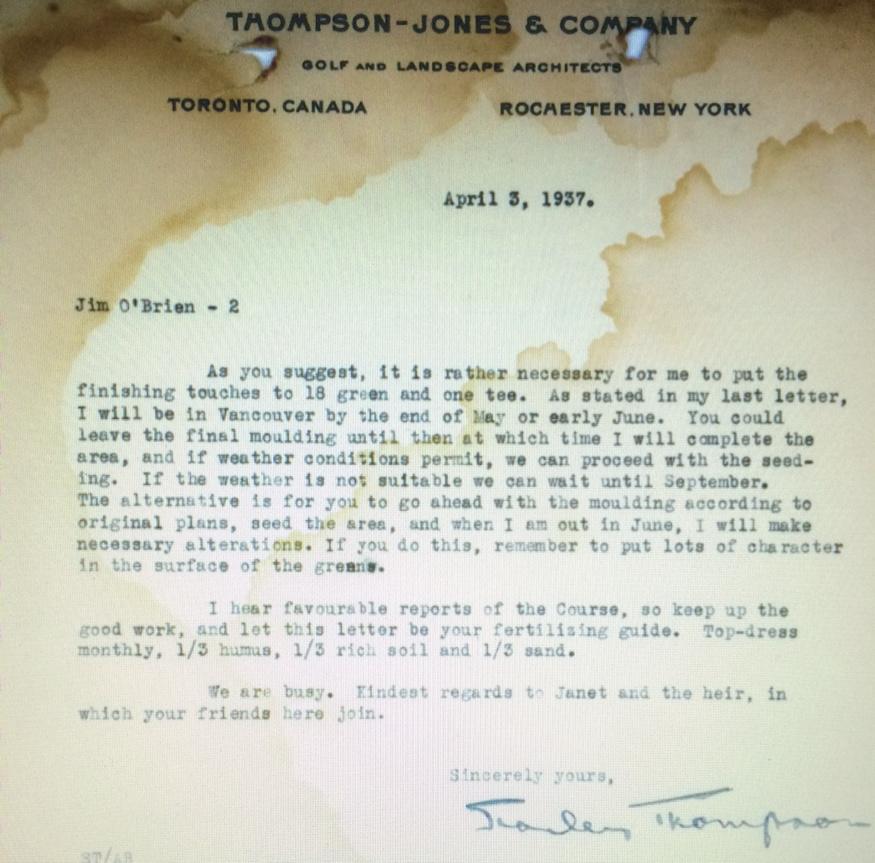 JamesRRobb's tweet photo. Interesting article in CGCC archives from @Toronto_Terror to Head Greenskeeper Jim O'Brien 1937. http://t.co/fGG9R3aolA