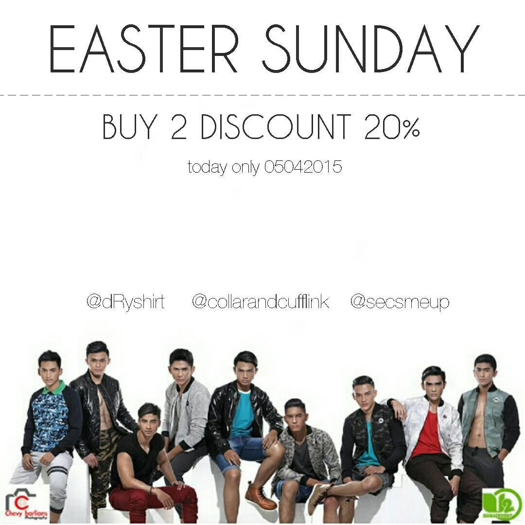 TODAY ONLY!
Buy 2 ITEMS get 20% OFF

<a href="/collarNcufflink/">collar & cufflink</a> 
<a href="/dRyshirt/">dRy Shirt</a> 
<a href="/secsmeup/">secsmeup</a> 

HAPPY EASTER 🐣