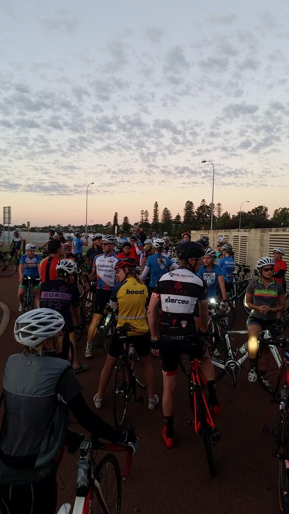 BecWheadon's tweet photo. A beautiful start to the @Livcycling_aus Perth Easter ride. Happy Easter everyone! :) 🐰 http://t.co/lmVjk87d2H