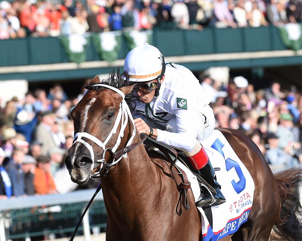 WinStarFarm's tweet photo. Carpe Diem wins the @Toyota Blue Grass Stakes (G1) @keeneland! @StonestreetFarm @WinStarCEO #dreambig #seizethederby http://t.co/lSTT45zV5Y