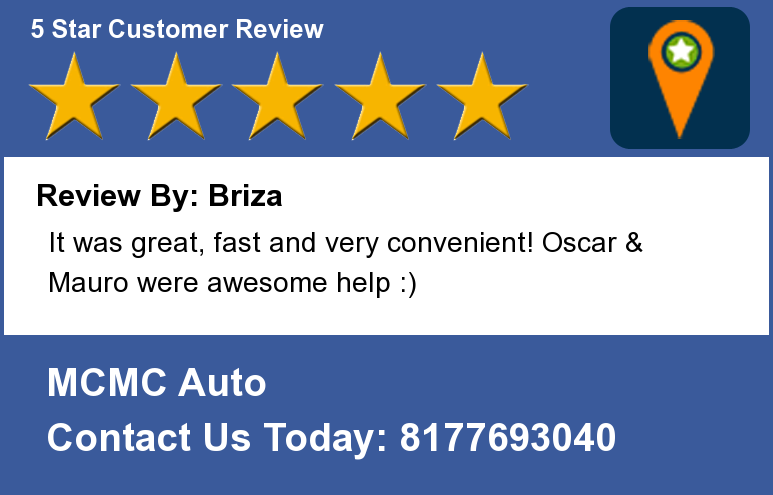 MCMCauto's tweet photo. Review By: Briza
It was great, fast and very convenient! Oscar &amp; Mauro were awesome help :) http://www.localr... http://t.co/YnxSFwK1v0