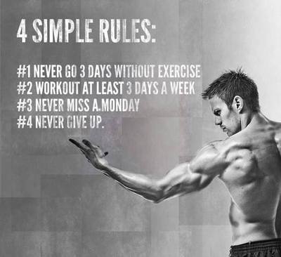 RickMad's tweet photo. .@HealthSkilz: 4 simple rules to follow. #WorkoutRules http://t.co/zi4vBCUpsC Easy to agree, hard to follow. That's what rule #4 is for.
