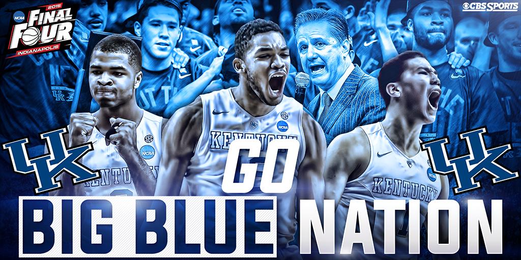 CBSSportsCBB's tweet photo. Two wins away from basketball immortality. 
 
Retweet if you're picking @KentuckyMBB to beat Wisconsin. #FinalFour http://t.co/kqDsG2uNTQ