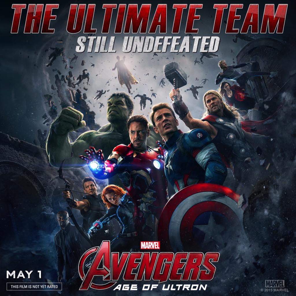 The ultimate team: still undefeated. See Marvel's #Avengers #AgeOfUltron, in theaters May 1!