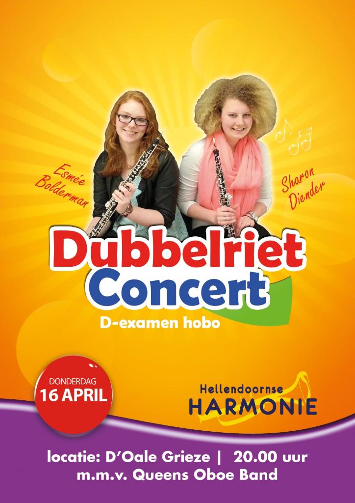 Een heel bijzonder D-examen concert van Sharon Diender met de Hellendoornse Harmonie op 16 april