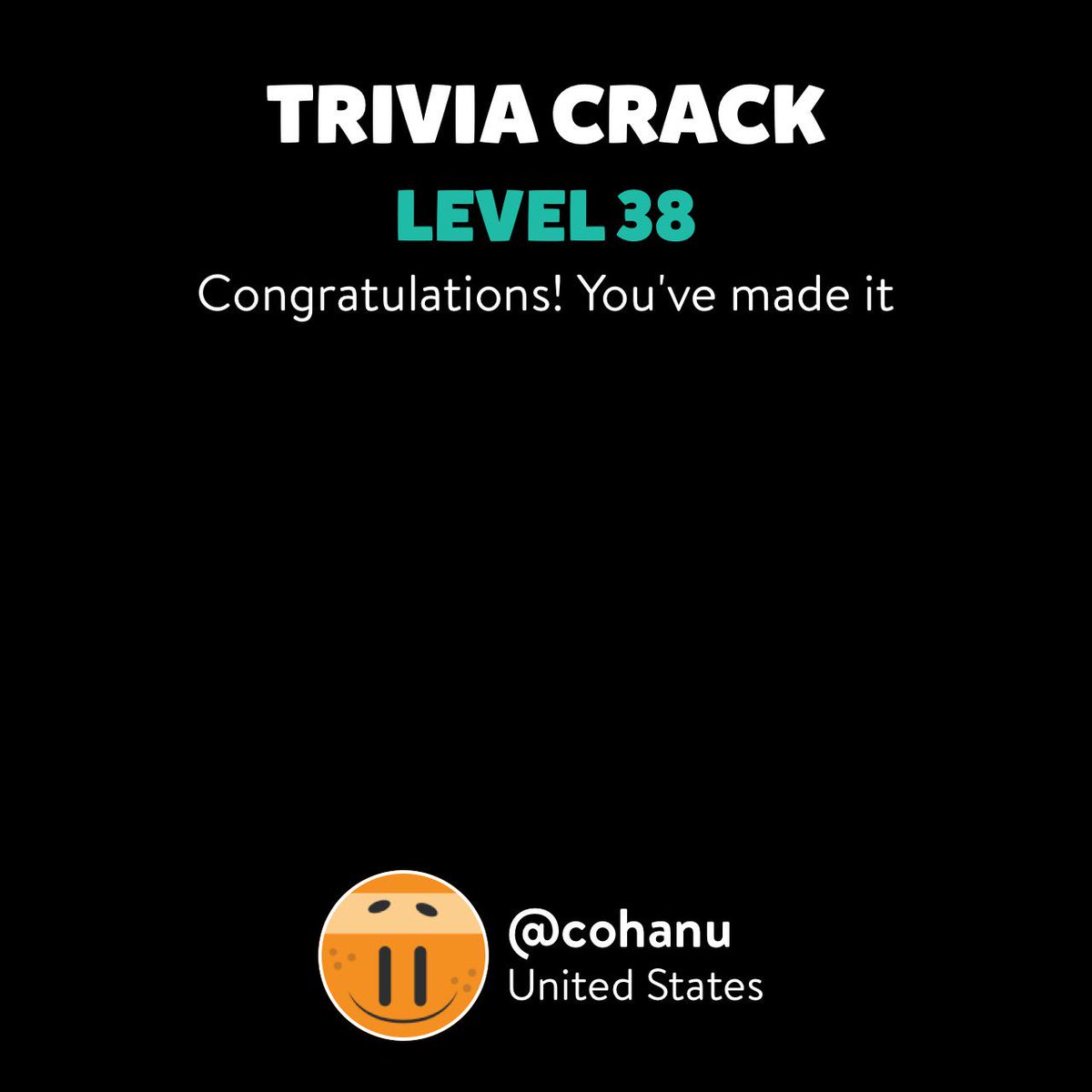 <a href="/cohanu/">Norman Cohan</a> just leveled up to Lv. 38 on Trivia Crack! triviacrack.com/en/landing
