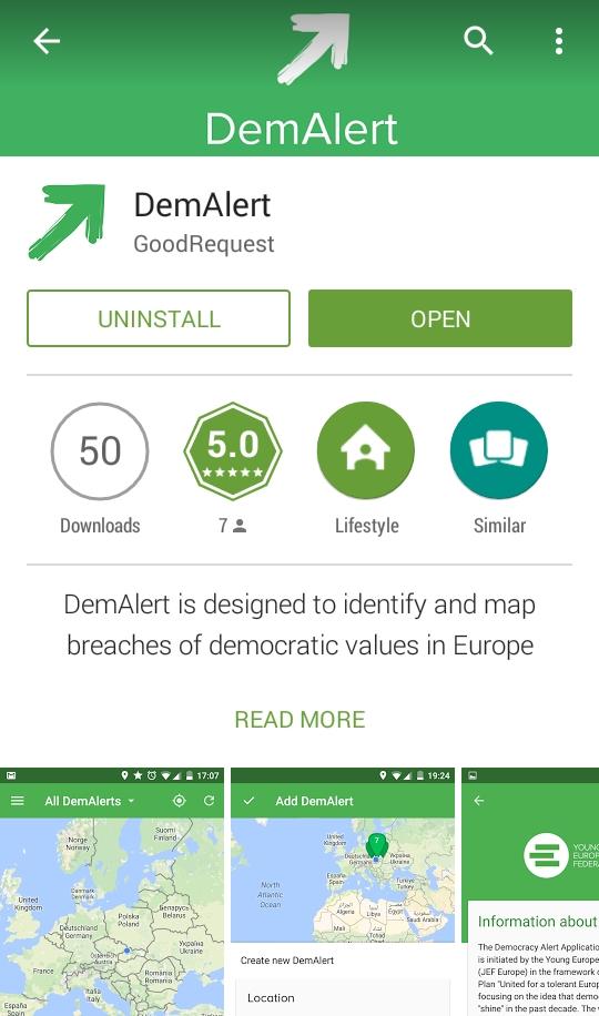 JEF_Europe's tweet photo. Already 50 downloads of the #android version of our #DemAlert app mapping breaches of #democracy #HumanRights #Europe http://t.co/MWOIvJjNYV