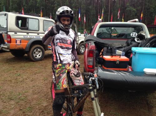 Cycling_SA's tweet photo. .@mkhize69 from Westville geared up for the #Stihl  DHI Cup 2 #pmbmtbfest http://t.co/MkGzLRMNWP