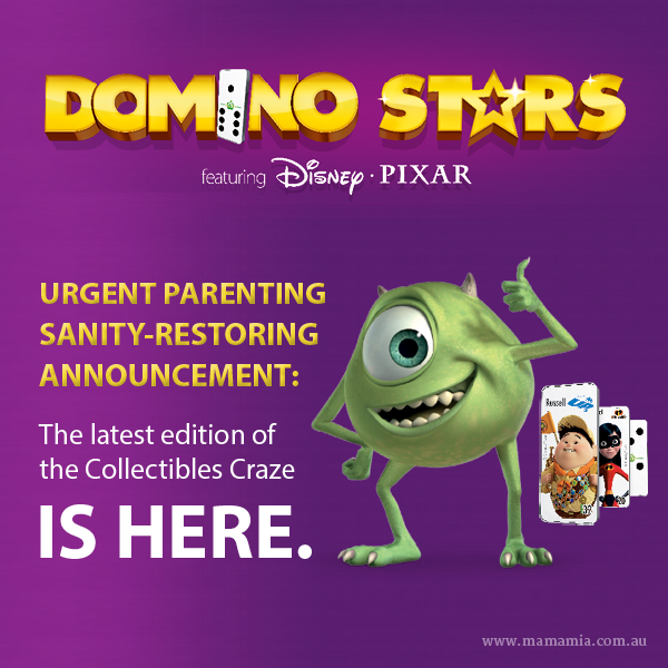 MamamiaParents's tweet photo. Woolies are at it again. Our kids are obsessed with Disney Pixar Domino Stars. #iheartwoolworths #mmia http://t.co/llRvQeeCJx