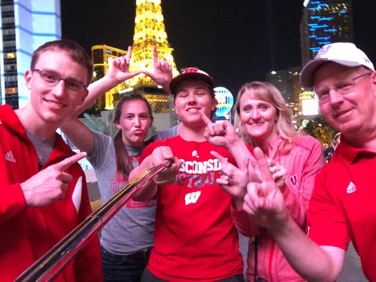 hawk44ever's tweet photo. Celebrating Vegas style - ON WISCONSIN!!!!! http://t.co/1CqKJeyexr