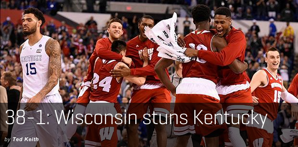 SInow's tweet photo. Wisconsin avenges last year's Final Four loss to Kentucky, ends Wildcats' perfect season http://t.co/zl2Pgz53SF http://t.co/oCr8UvdM4g