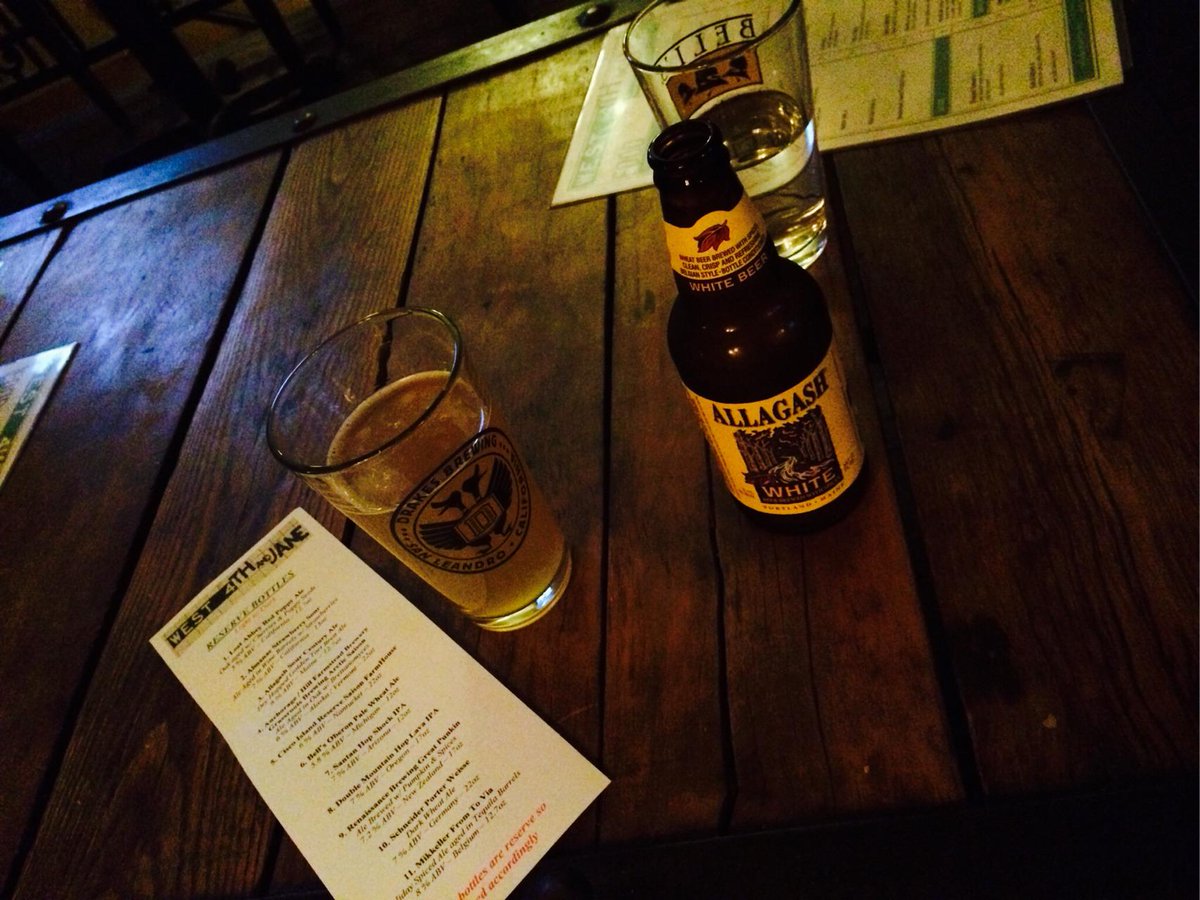 Thenightlycrew's tweet photo. From West 4th &amp; Jane via @BARTRENDr: Enjoying a bottle of Allagash! #beer #relax @lucasjordan10 @peachschnapps http://t.co/2DNaOmLyrU