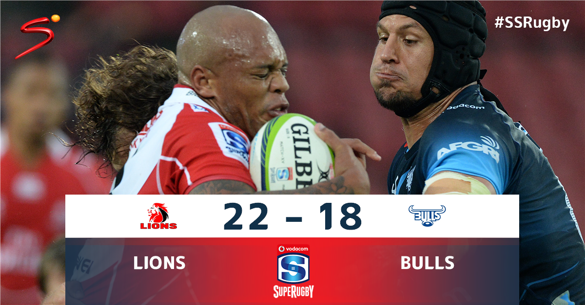 SuperSportTV's tweet photo. #SuperRugby - A late try by the @LionsRugbyUnion gave them a dramatic win over the @BlueBullsRugby #SSRugby http://t.co/0IctkeHWLz