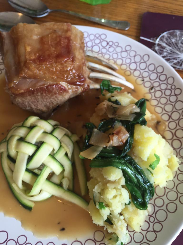 JodieRun's tweet photo. Reproduced the lovely lamb dish including courgette lattice for friends yesterday! @SteveGrovesChef @CactusKitchens http://t.co/2lyHP34nDC