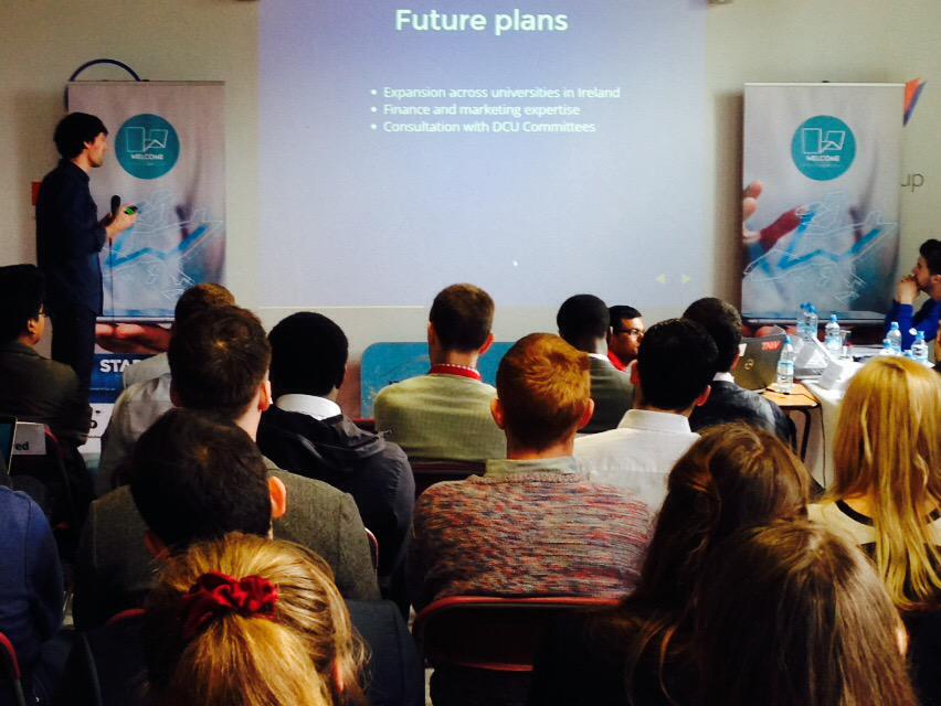 UStartDCU's tweet photo. Next up is @DCUS4R - "Students for Research" @welcomestartup http://t.co/ZgEj7MUpMS