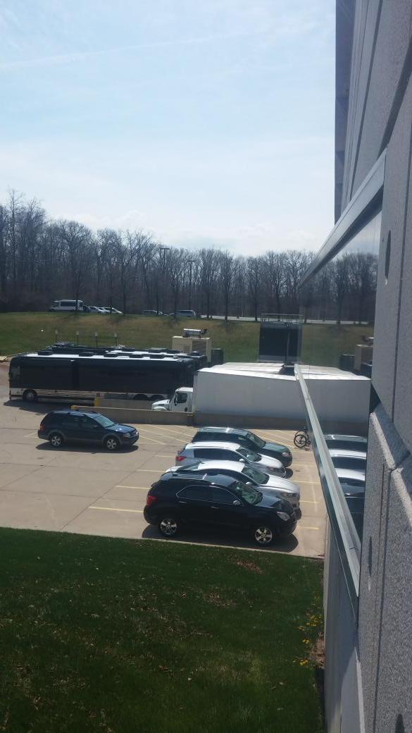 monahanm77's tweet photo. Amy grants tour bus has arrived at the convocation center. Concert in a few hrs. http://t.co/ZCbpFQIs05