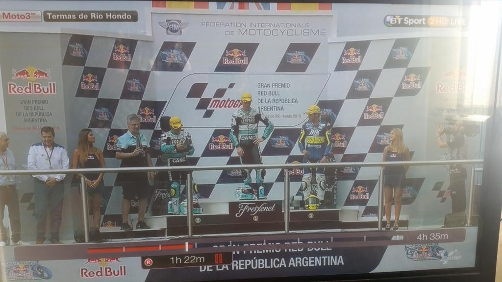 NorthernMumble's tweet image. British rider Danny Kent on winners moto3 in Argentina.  National anthem should be fun #DannyKent52