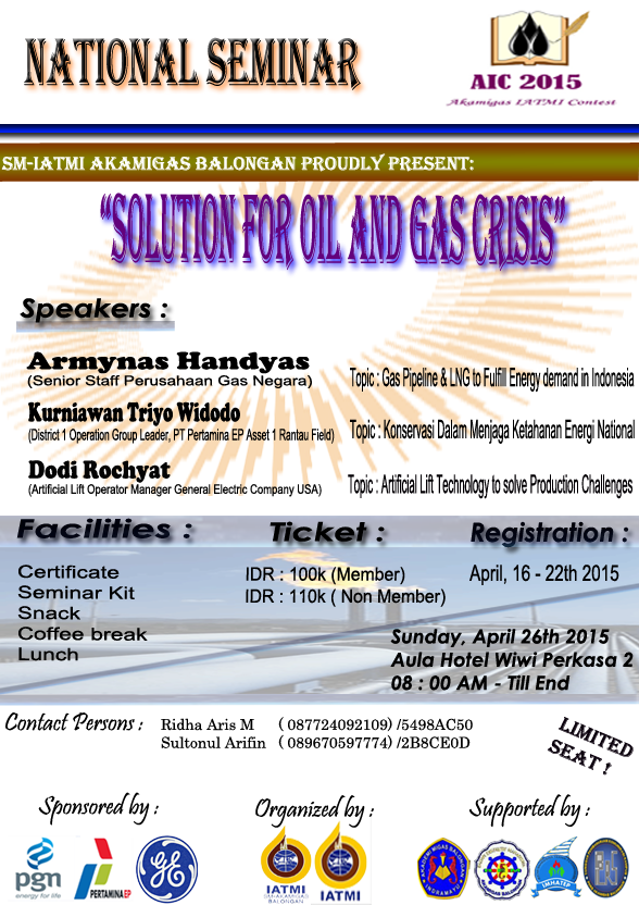 smIATMIbalongan's tweet photo. Seminar National on April 26th, 2015. Please participate ! @HIMAFISA @MPPM_AKAMIGAS http://t.co/neh0wqJflK