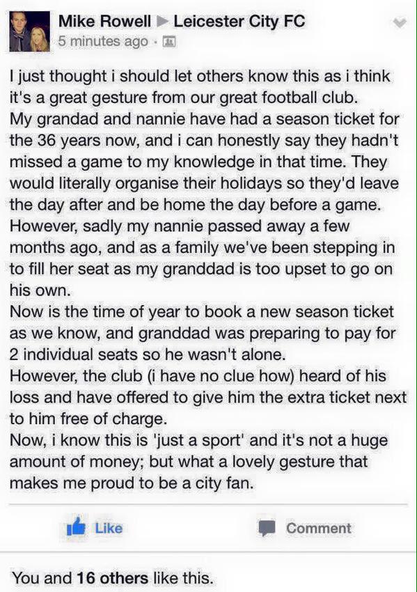 ODDSbible's tweet photo. Sheer class from Leicester! Lovely to see. http://t.co/yUBvaY3jg4