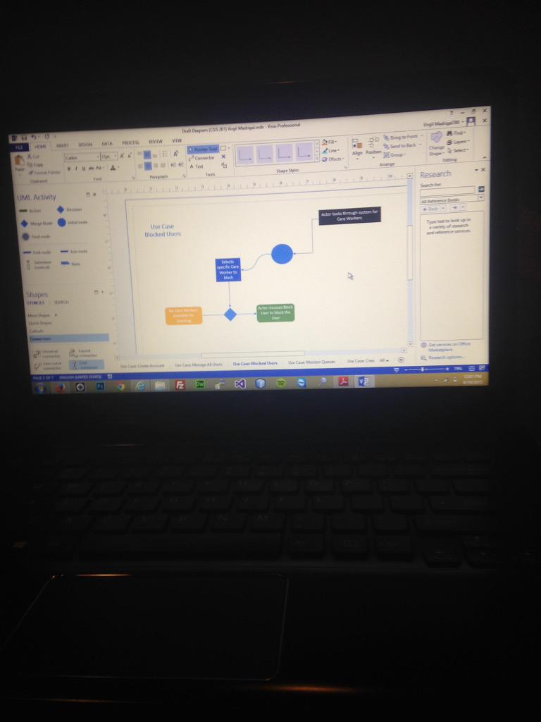 j1madr's tweet image. Working on Draft Case Diagrams #SystemAnalysisandDesign #Visio #Homework #UMLactivity