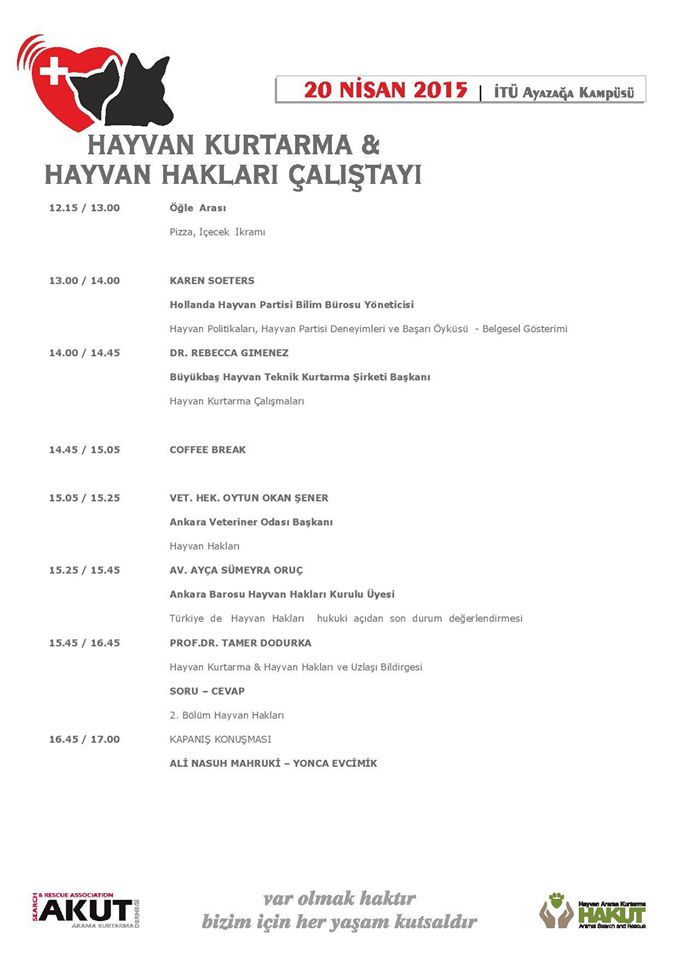 Yarın İTÜ Ayazağa Kampüsünde @AKUT_Dernegi  ve <a href="/HAKUTASR/">Hakut</a> Hayvan hakları çalıştayı yapacaklar.
<a href="/nasuhmahruki/">Nasuh Mahruki</a>