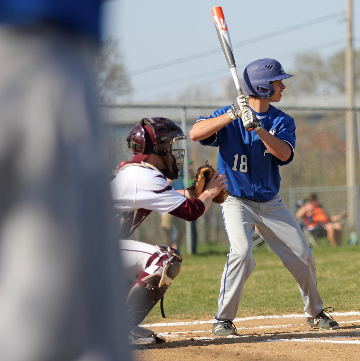TheFanVSN's tweet photo. .@Baseball_Marian freshman Jarrett Bickel zones in during the first inning of the Knights' showdown v. Mishawaka http://t.co/TpCdeyQQiY