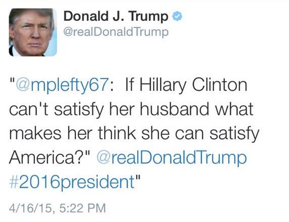 MyDaughtersArmy's tweet image. Donald Trump's tweet before he deleted it. First racism, then misogyny...
#OrangeFool
