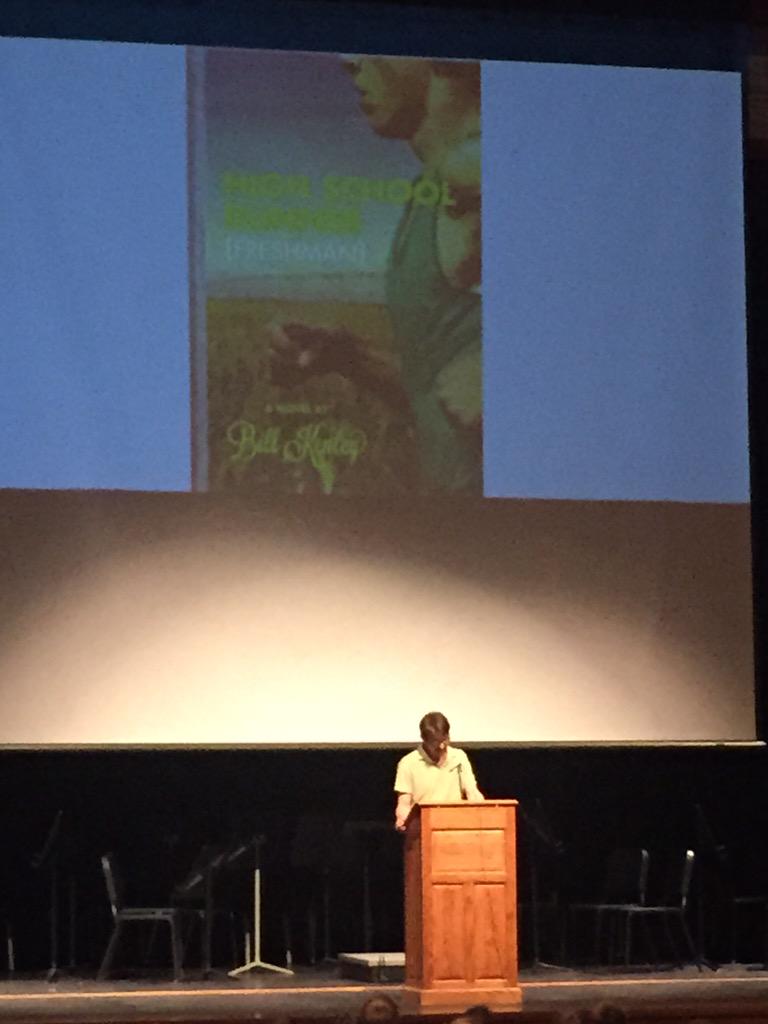 jeff_bryant30's tweet photo. Listening to NHS teacher @BillKenley read from his novel #highschoolrunner (freshman). http://t.co/PK9Vs5FNW2