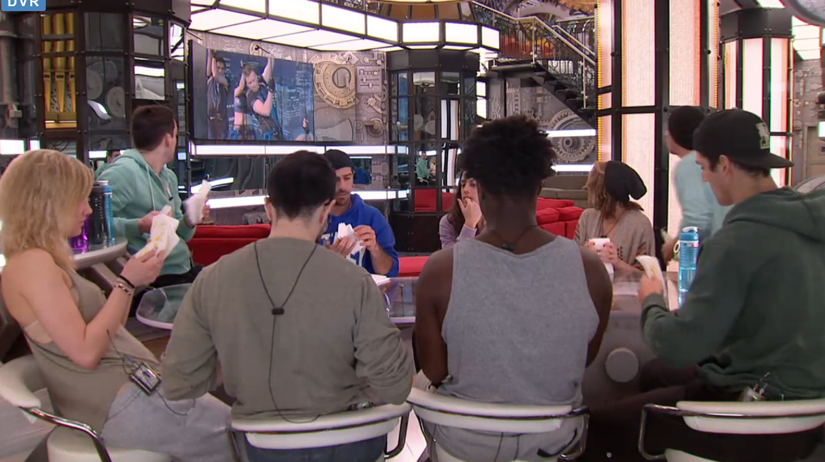 _BBCanada's tweet image. The evicted houseguests were shown on the screen in the living room, competing to come back #BBCAN3