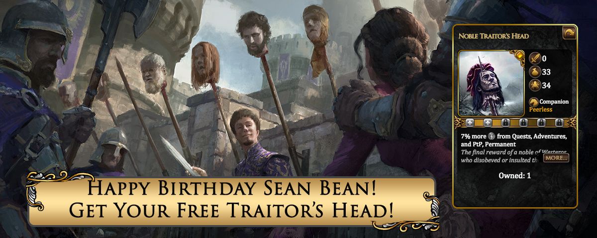 Happy Birthday to Sean Bean today! To celebrate, we\re going to help you get a head:

 