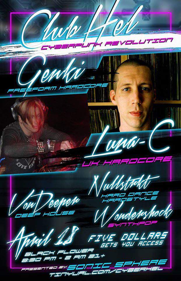 DjGenki's tweet photo. Can't wait to play this show tomorrow. Catch Luna C and I at 12. See you soon Raleigh! #matrix #clubhel #hardcore http://t.co/x28XJKOKIC
